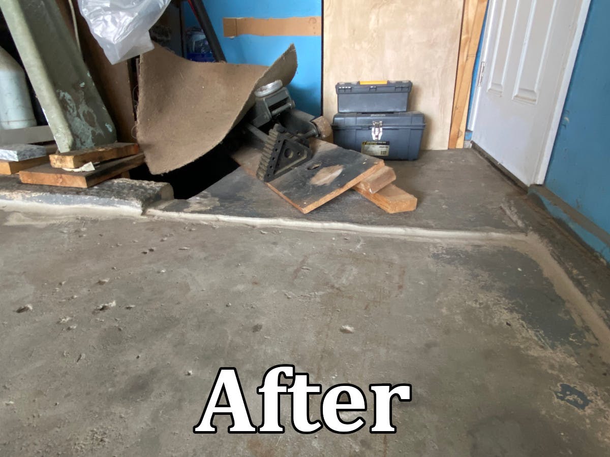 Garage floor after leveling